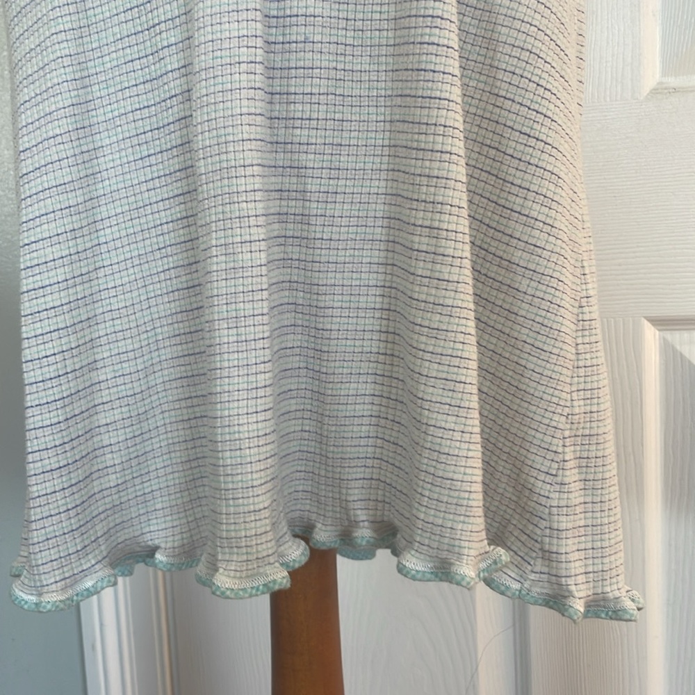 Vintage Aria Striped Short Sleeve nightgown ruffled hem embroidered flowers S - Picture 5 of 11